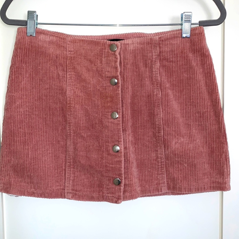 Pink Corduroy Mini Skirt